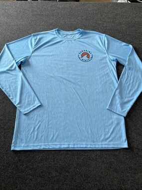 Light Blue Long-Sleeve Performance Shirt with Small Chest Logo Size L